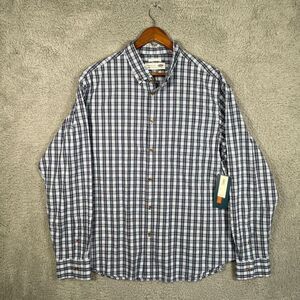 Old Navy The Classic Shirt Regular Fit Mens Size XL Blue Plaid Long Sleeve New